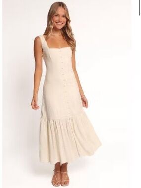 New Petal & Pup Sz 6 Women’s Cream Brisa Sleeveless Linen Maxi Dress Ret $109!
